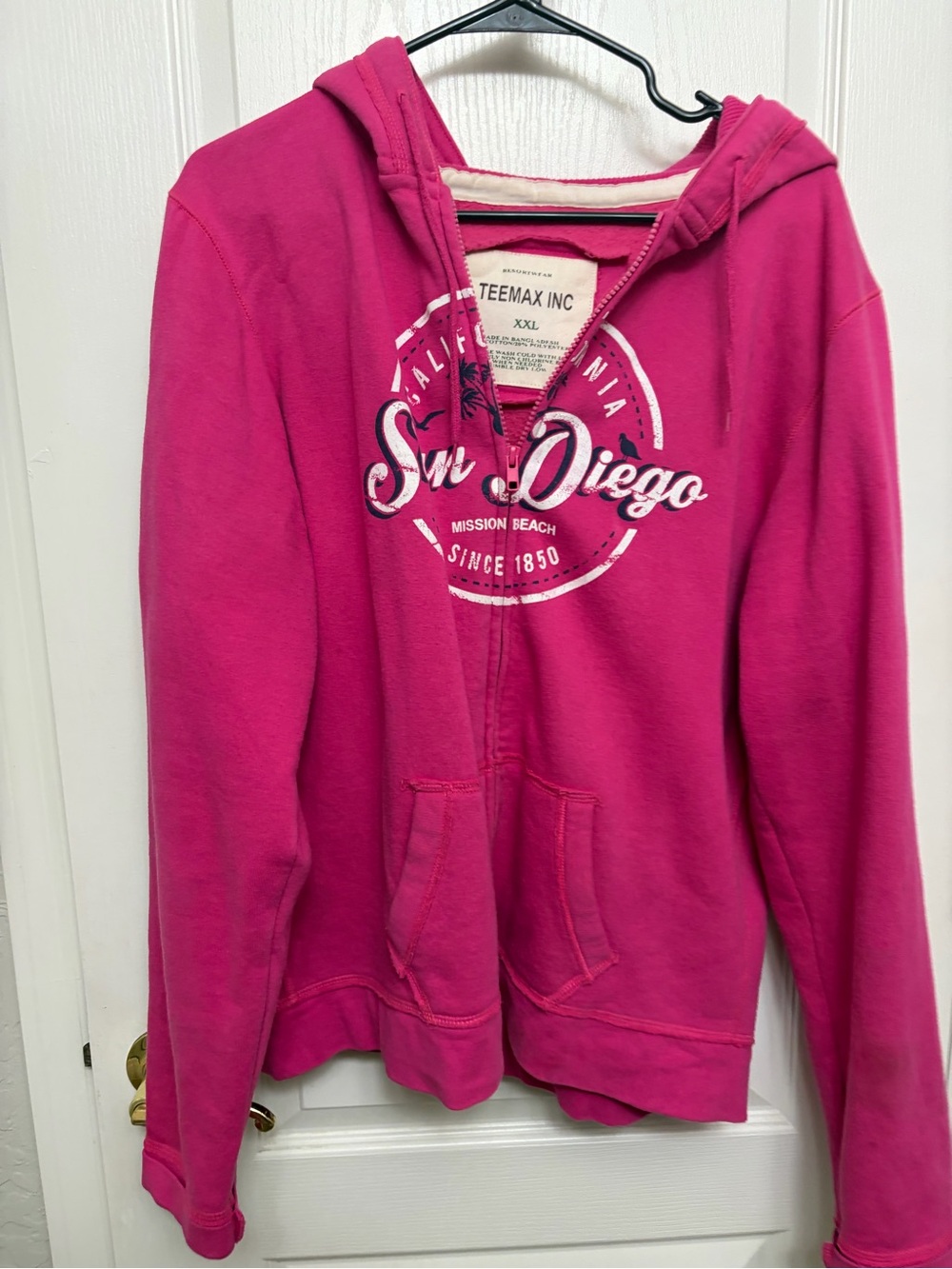 Pink Hooded Zip Jacket - San Diego Graphic